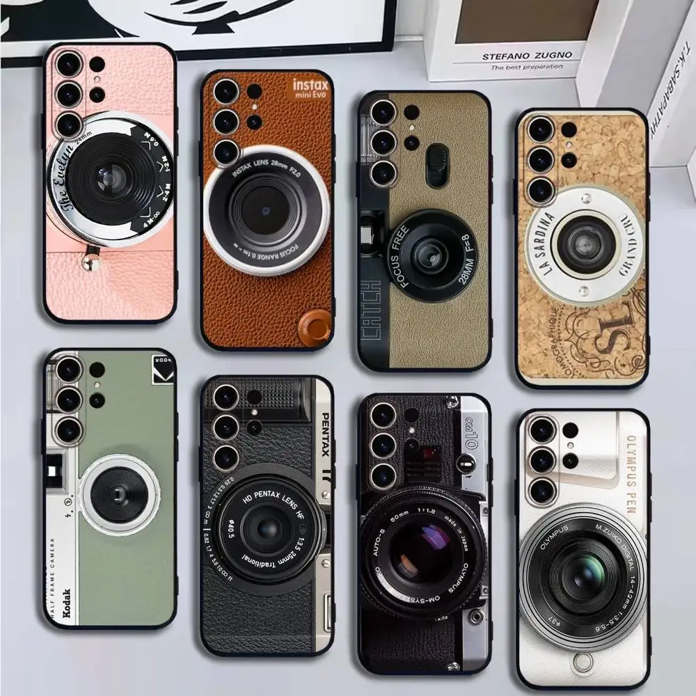 

Style Camera Phone Case For SamsungS25,24,21,22,23,30,Ultra,20,Plus,Fe,Lite,Note,10,9,Soft Black Cover