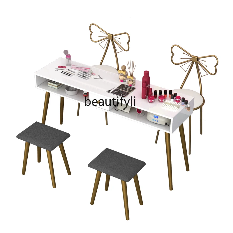 Nail art table, economical single table and chair set double simple modern Nordic