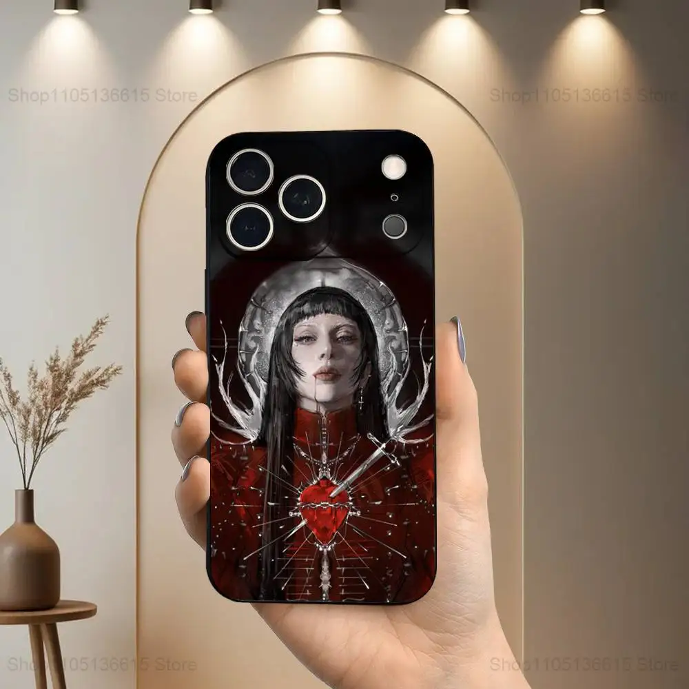 Custodia L-LADY G-GAGA MAYHEM Singer per iPhone 17,16,15,14,13,12,11 Plus,Pro Max,XS,X,XR,SE,Mini,8,7, Cover morbida in silicone nero