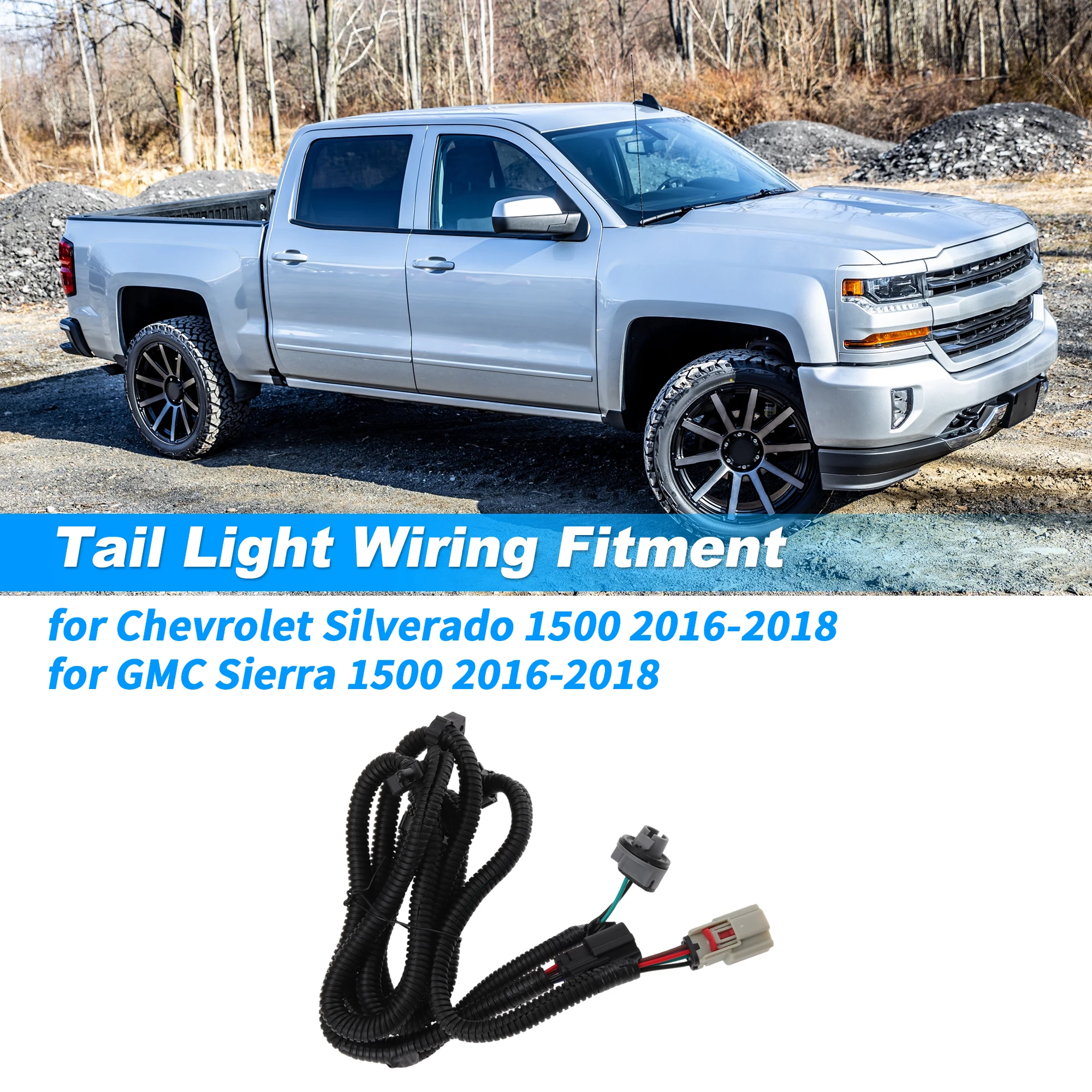 UXCELL Passenger Side Tail Light Wiring Harness for Chevrolet Silverado 16-18 8423359