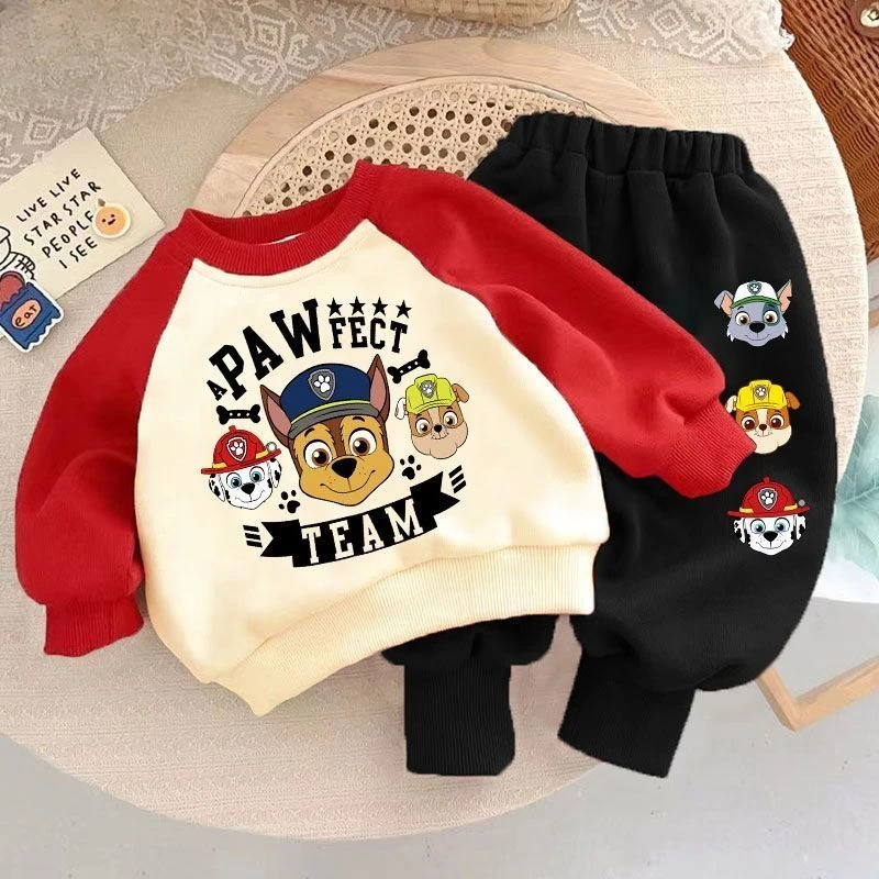 Autumn Children Spliced Sweatshirt Sets PAW Patrol Boys Long Sleeve Thin Hoodies and Long Pant 2pcs Suit Kids Casual Tracksuit