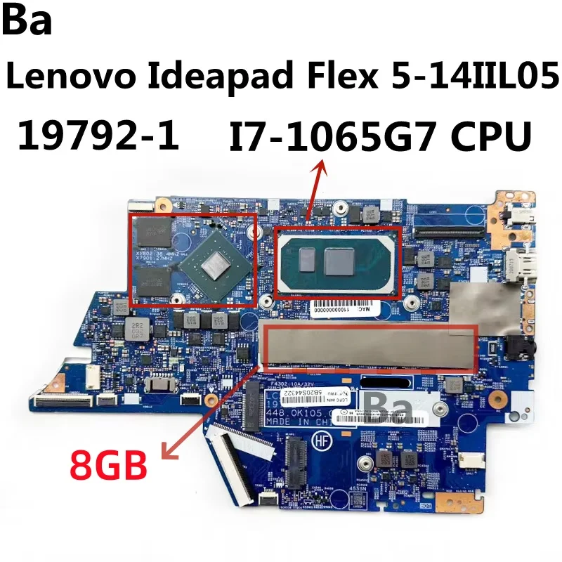 

For Lenovo Ideapad Flex 5 14Iil05 Laptop Motherboard 19792-1 Cpu I7-1065G7 Ram 8Gb Gpu Mx330 100% Test Ok
