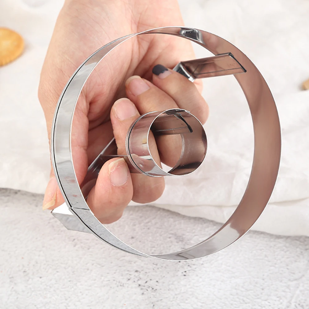 

2Pcs Cookie Stencils Round Stainless Steel Cake Mousse Baking Cutters Pancake Ring Household Tool Cookie Stencils