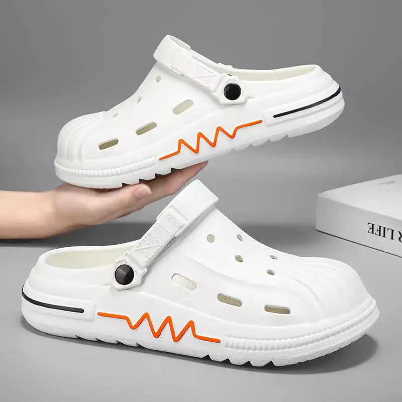 

Men's Thick-Sole EVA Clogs Slip-On Breathable Garden Shoes with Secure Strap Sole non-slip large wave design for Outdoor Sandals