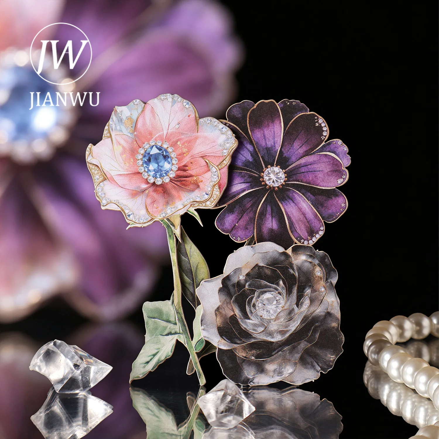 JIANWU Flower Shadow Fantasy Series Vintage Floral Landscape Material Collage Scrapbooking Sticker Creative Journal Stationery view 3