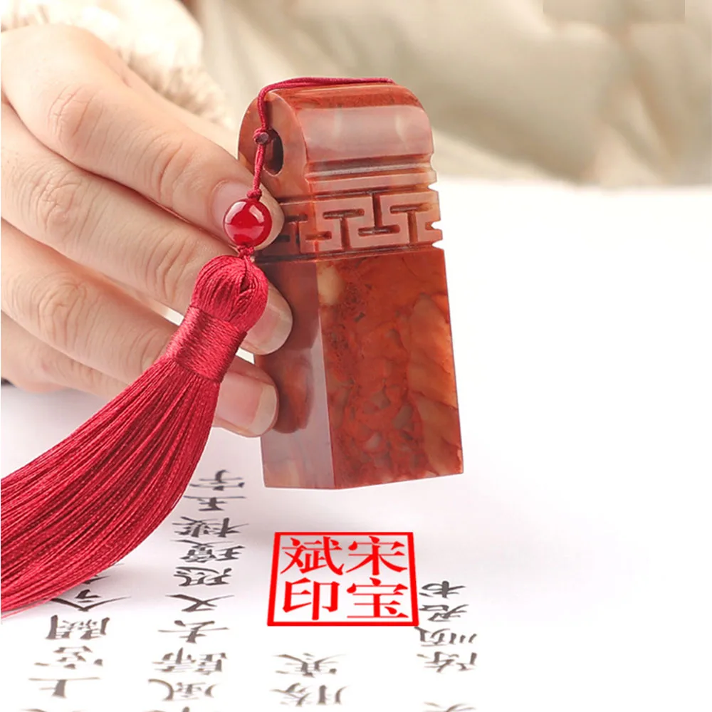 Hithere Traditional Chinese Name Stamps Custom Signature Calligraphy Painting Seals 3 In 1 Stone Seal Stamp Red Inkpad Gift Box