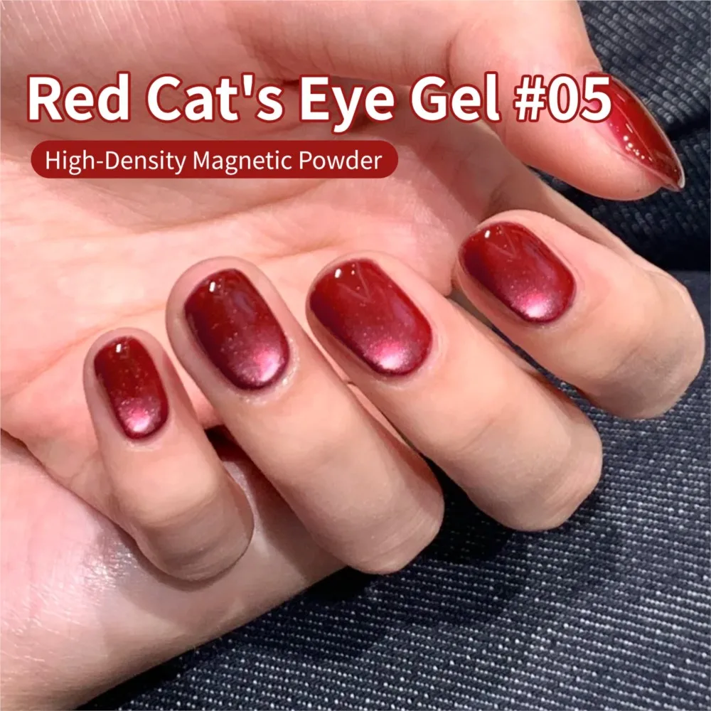 5ml/Słoiczek Czerwony Lakier Hybrydowy Efekt Kociego Oka Refleksyjny Rubinowy Lakier Hybrydowy Magnetyczny Efekt Kociego Oka Błyszczący Szklany Lakier Hybrydowy Soak Off UV LED Magnetyczny