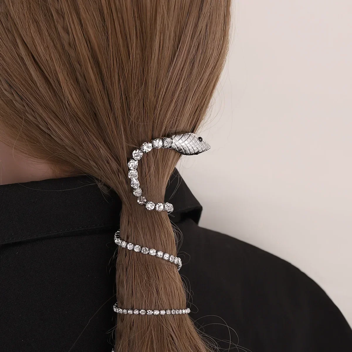 

Serpentine Women's Hair Clip Design Braid Temperament Rhinestone Chain Metal Hair Ornament Ponytail Fixed Hair Clip