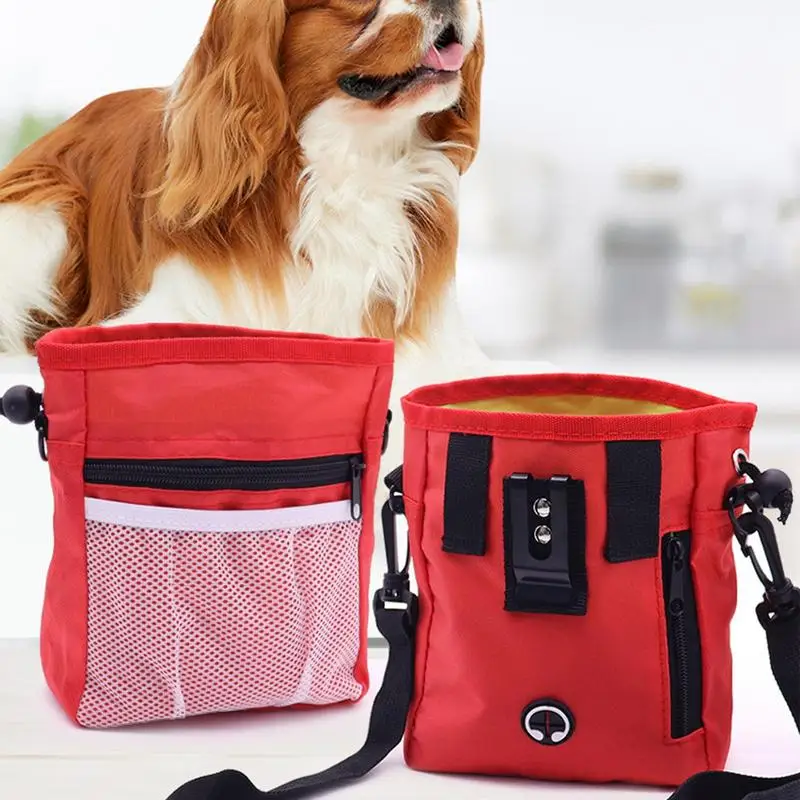 Portable Dog Training Treat Pouch Pet Food Container With Two Straps Oxford Cloth With PVC Mesh For Teaching Walking The Dog