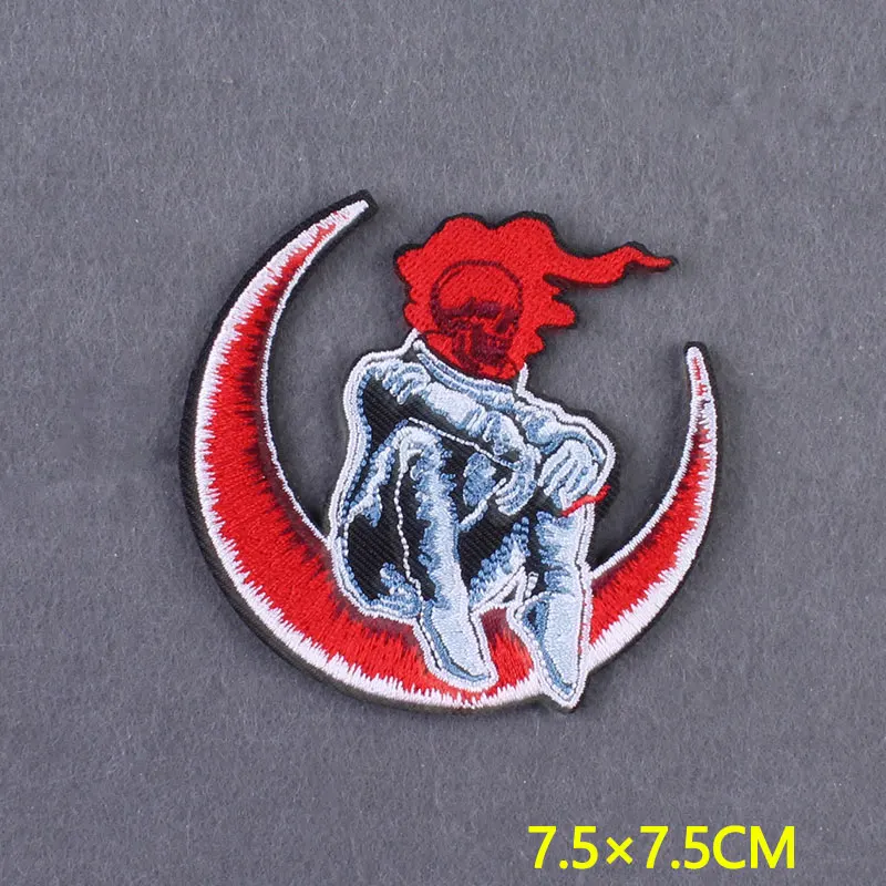 Horror Embroidery Patch Clothing thermoadhesive Patches On Clothes Skull Clothes Stripes Iron On Patches On Backpack Accessory