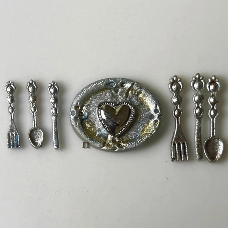 Série de vaisselle couteau fourchette cuillère 3D Silicone moule à ongles Nail Art doux estampage plaques bricolage manucure sculpture modèle