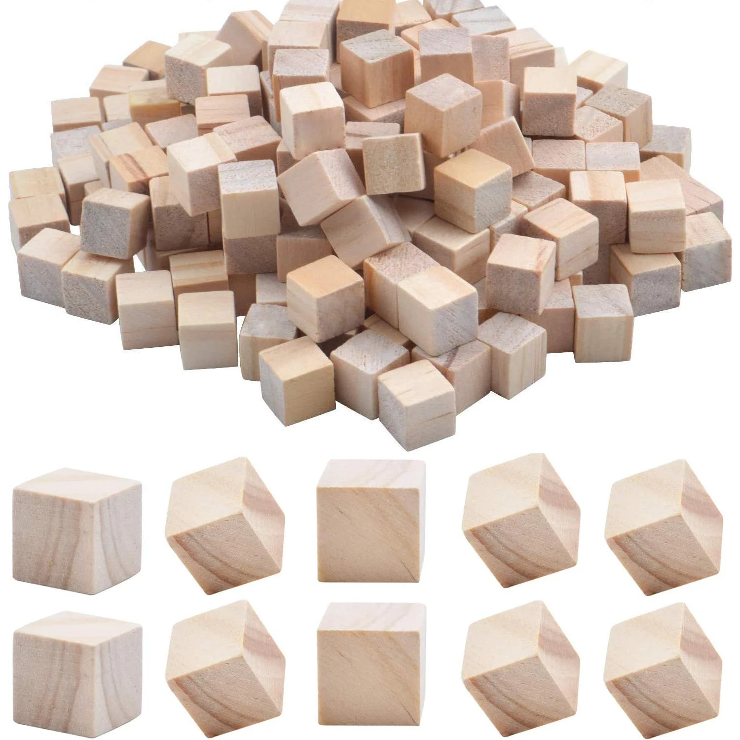 

Wooden Cubes, 200 Pieces Natural Square Wooden Blocks Unfinished Craft Wooden Squares