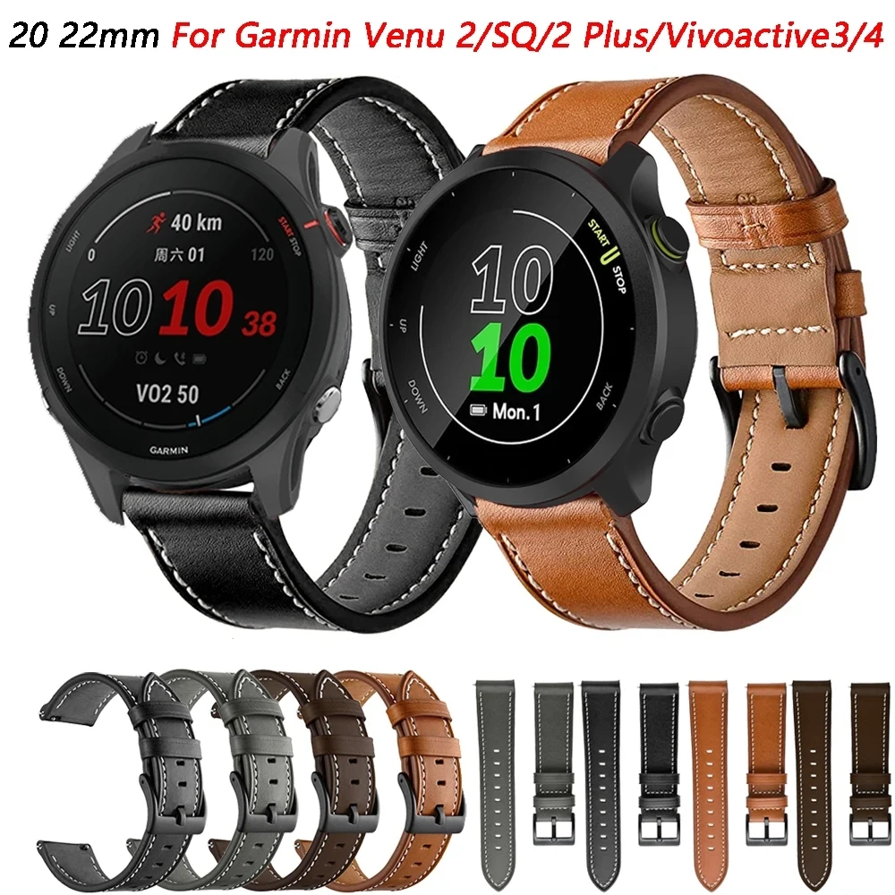 أحزمة جلدية لأسياخ العصافير ، أربطة ، سوار Vivoactive 4 ، 3 ، Venu 2 Plus ، Vivoactive SQ 2 ، بأعشار من من من Vivoactive SQ 2 ، بأعشار