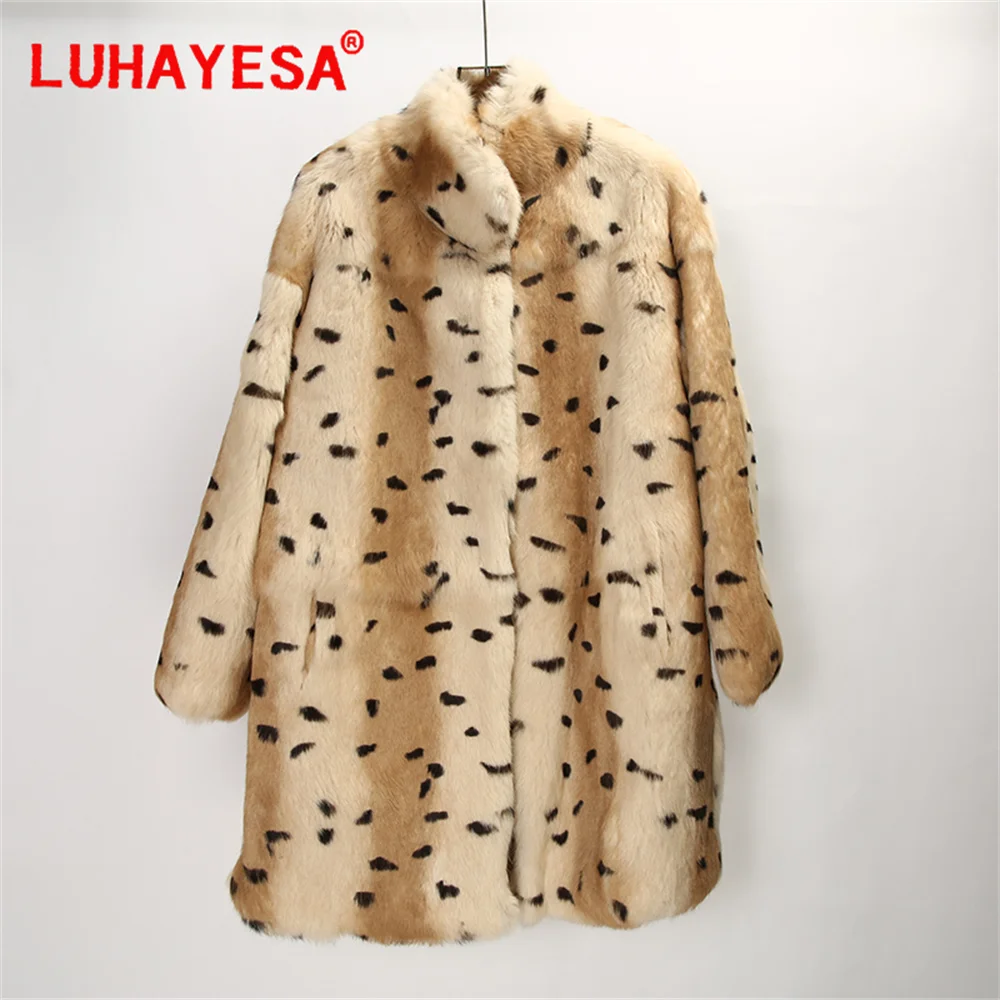 2024 Real Rabbit Fur Coat Luhayesa Women Winter Soft Natural Rabbit Fur Clothing