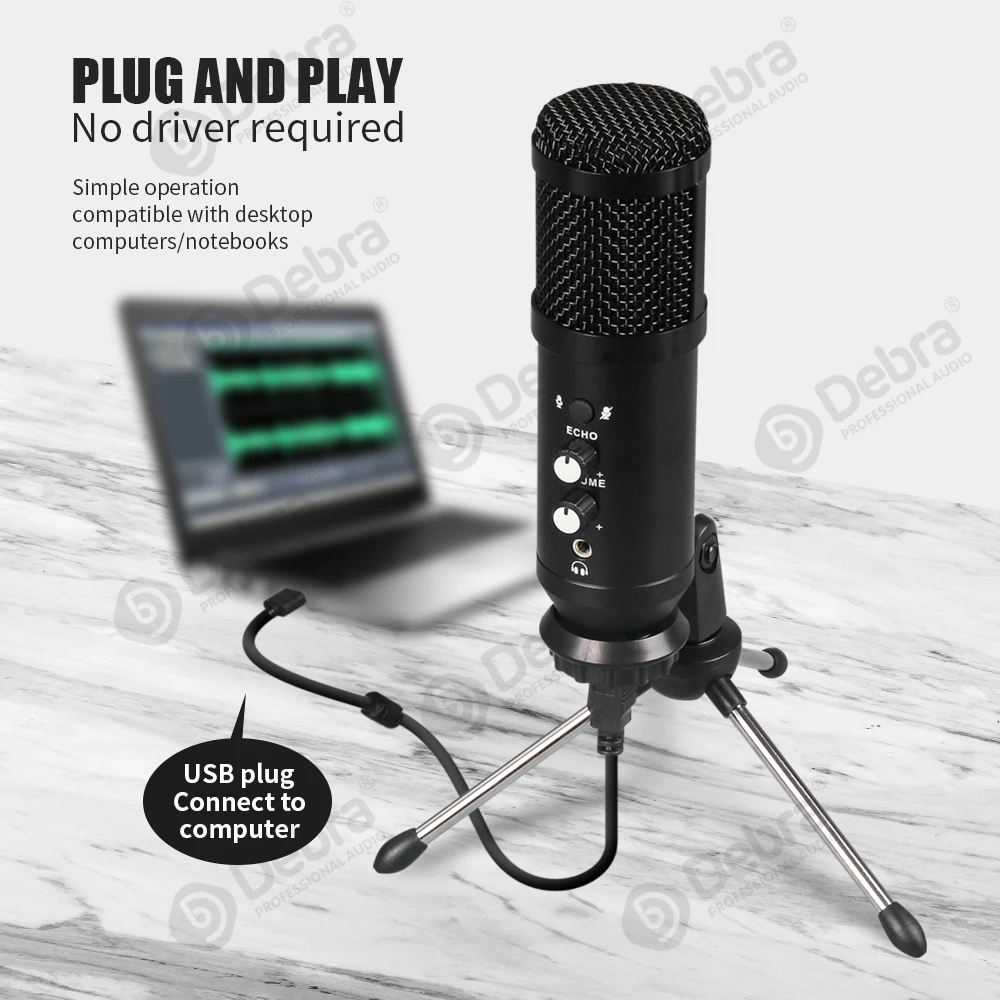 ميكروفون بث مباشر لسطح المكتب USB ، التوصيل والتشغيل ، زمن استجابة منخفض ، توافق عالي لصوت الألعاب ، الاجتماعات ، الكاريوكي