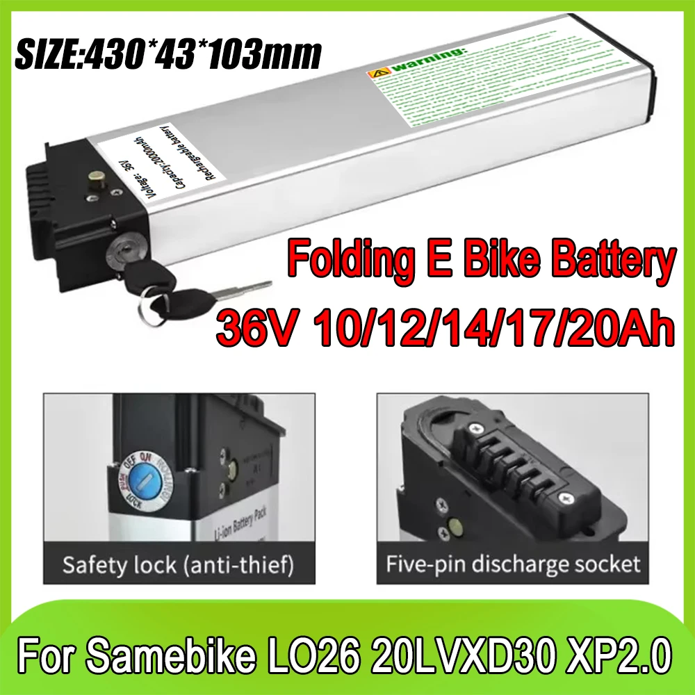 36V Ebike Battery For ADO A20 A20F MATE City BIKE Fiido M1 Folding Electric Bike 36V 10Ah 12Ah 20Ah Replacement Battery