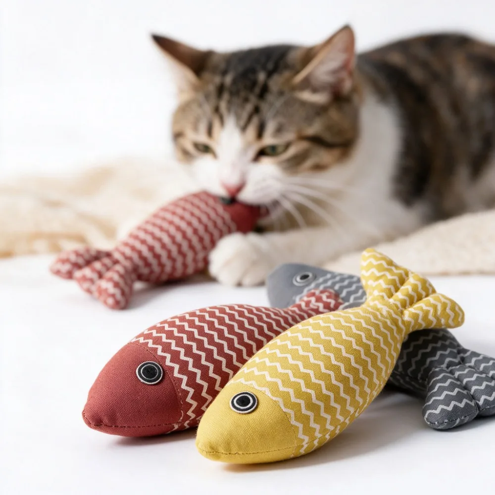 Simulation Fish Catnip Cat Toy Tear Resistant Wear Resistant Cat Chew Pillow Kick Exercise Toy for Cats