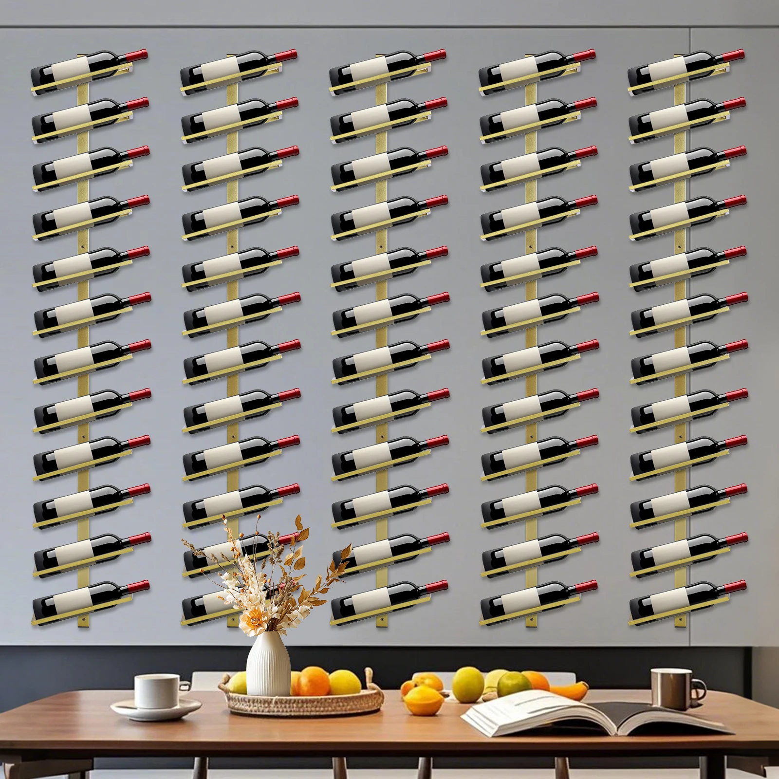 

5pcs Wine Rack Wall Mounted Wine Bottle Holder Wine Storage Organizer Wine Bottle Display Holder for Kitchen Dining Room Bar