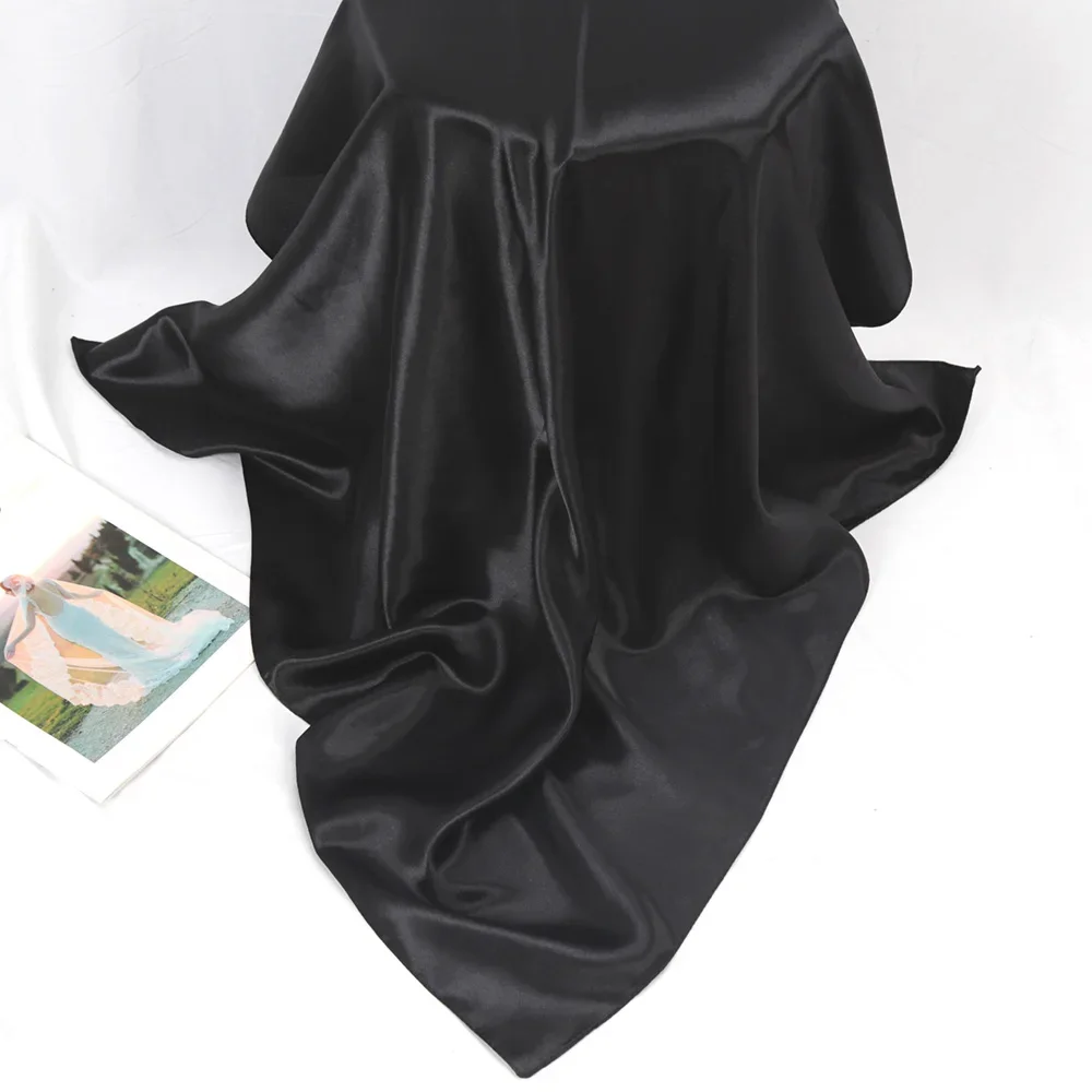 

Высококачественный квадратный платок-косынка 90х90 см для женщин, атласный однотонный шарф-платок для офиса, головной убор, шейный платок
