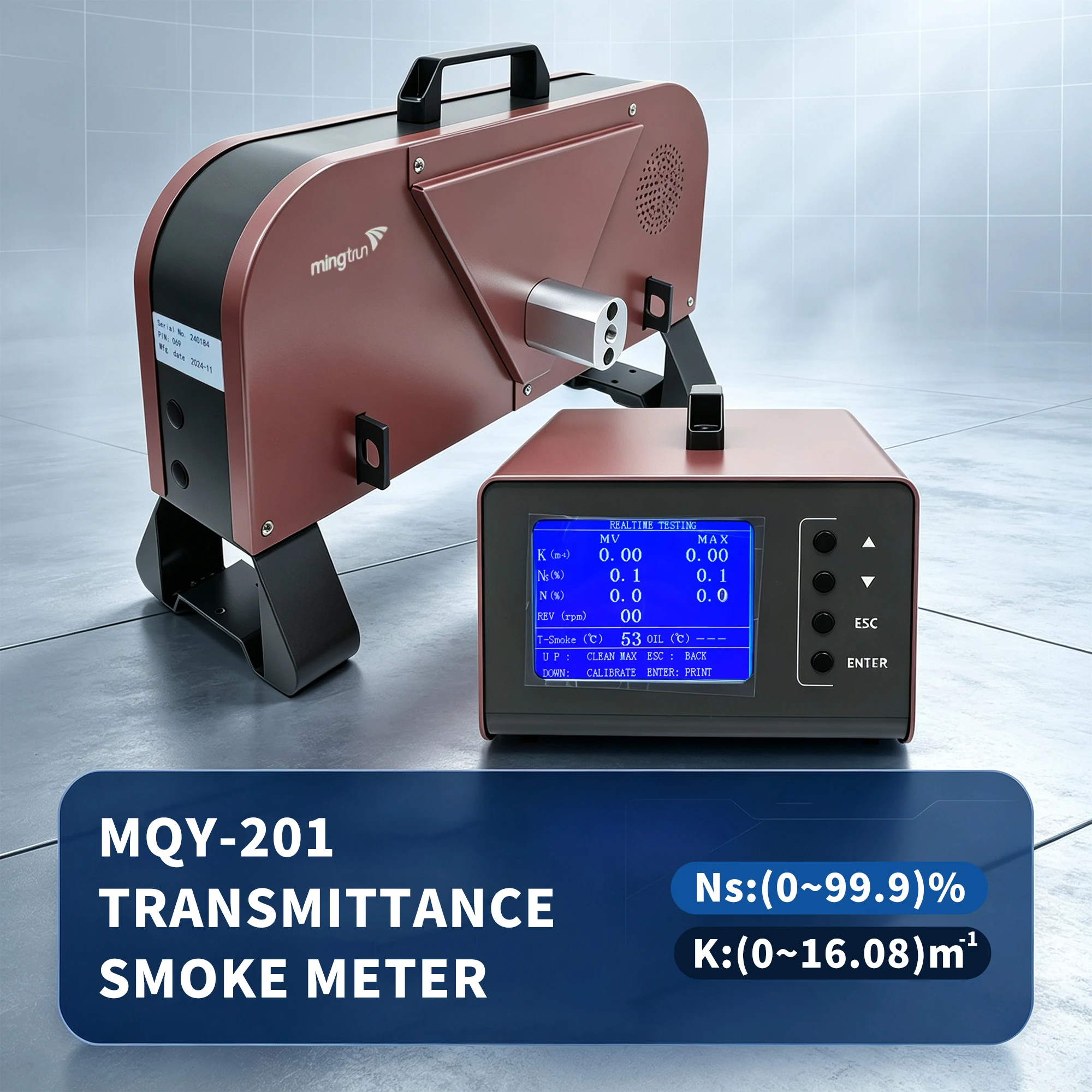 MQY-201 Opacimeter Diesel Vehicles Exhaust Gas Pollutant Tester Opacity and Absorption Coefficient N&K Inspection