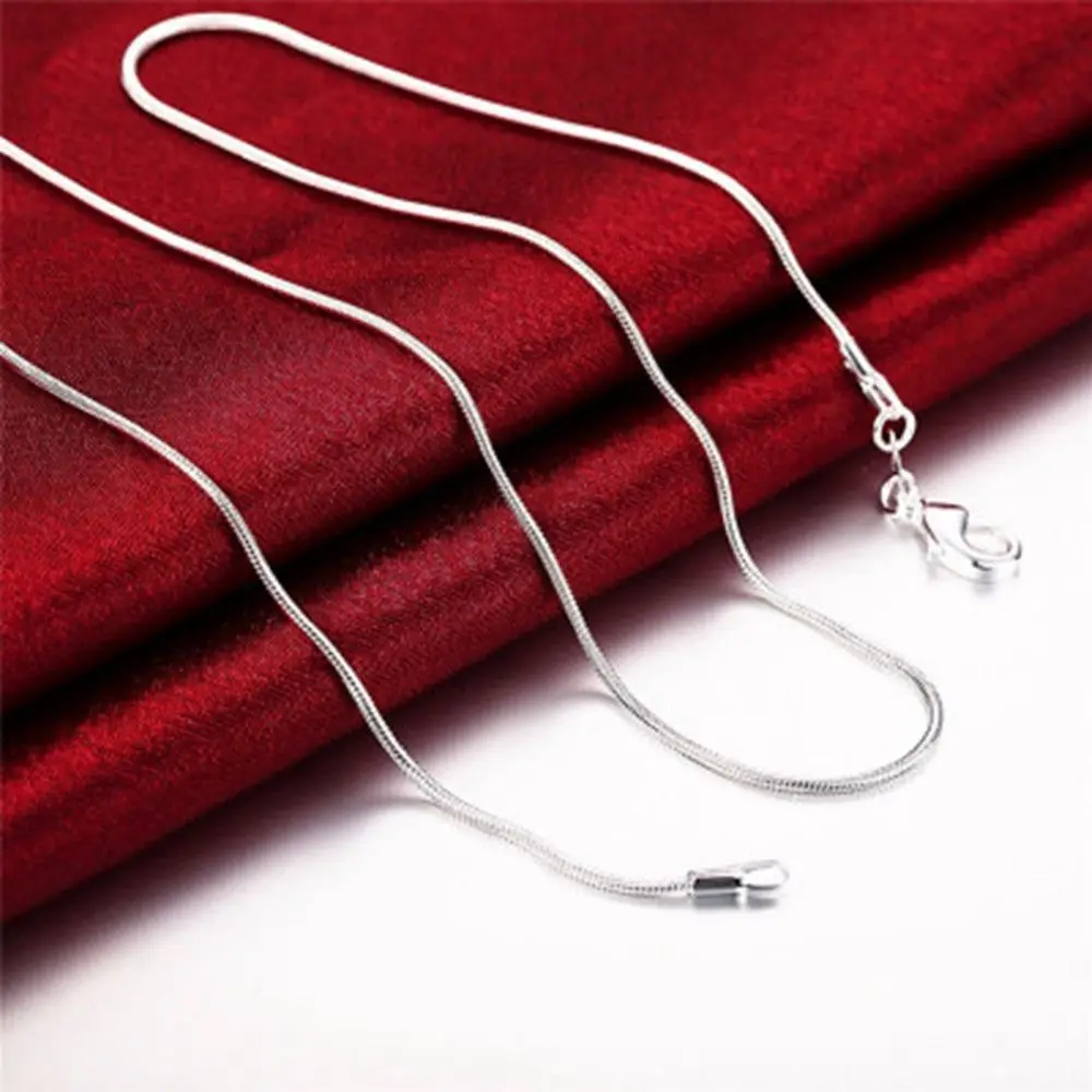 1Pcs Simple Pendant Men WomenStainless steel Necklace Pure Sterling Silver Snake Chain All Inch Sizes