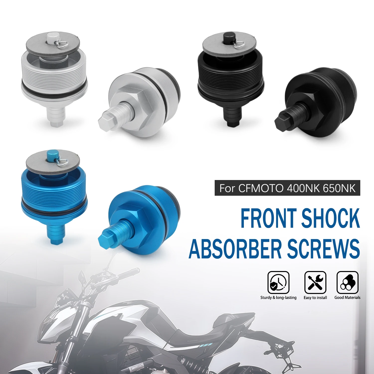 For CFMOTO 400NK 650NK NK400 NK600 Replacement Motorcycle Fork Top Cap Bolt CNC Aluminum Front Shock Absorber Adjuster Screws