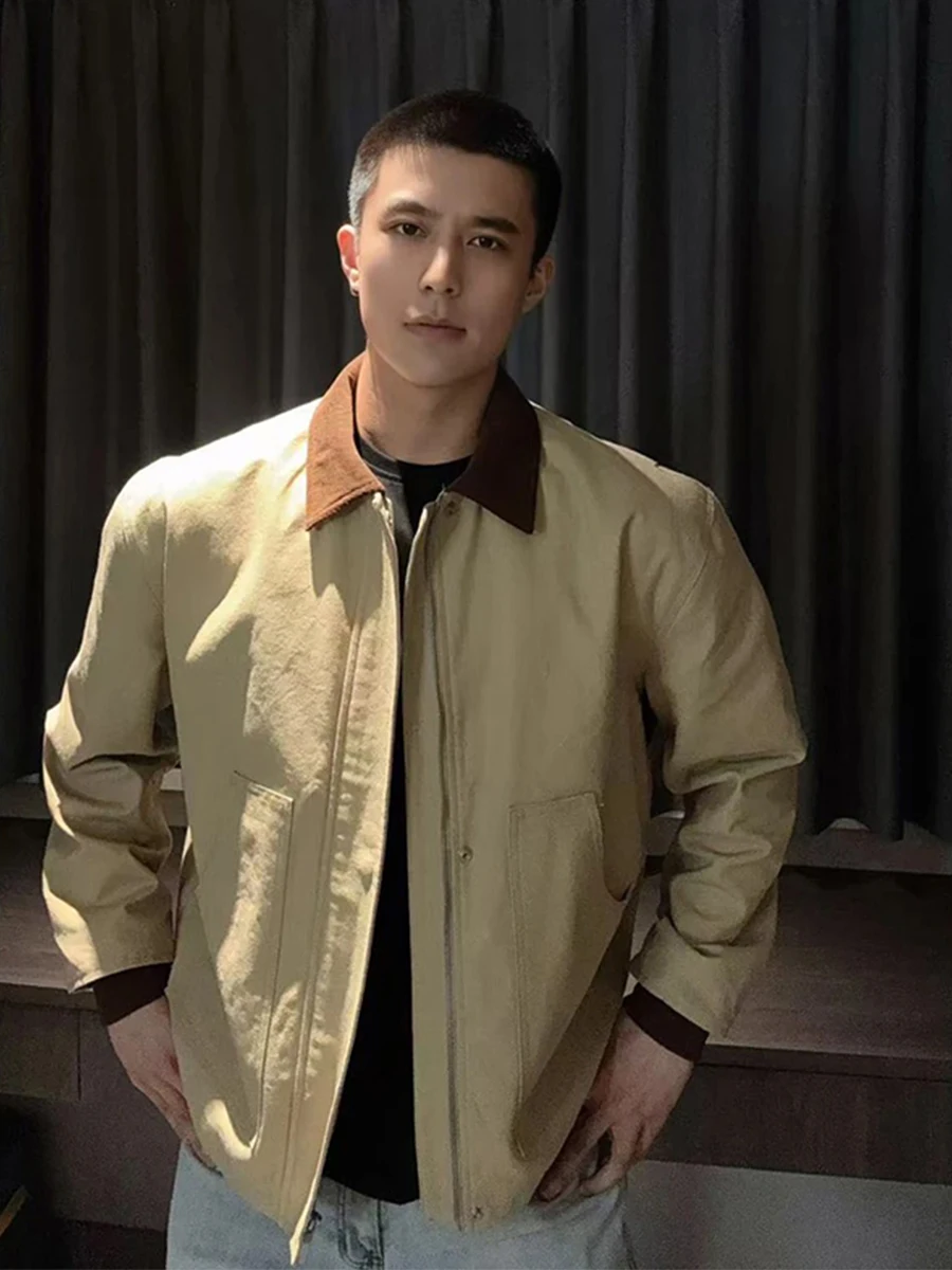 

Мужская винтажная бейсбольная куртка Detroit Workwear с отложным воротником, для весны и осени, в стиле хардкор.