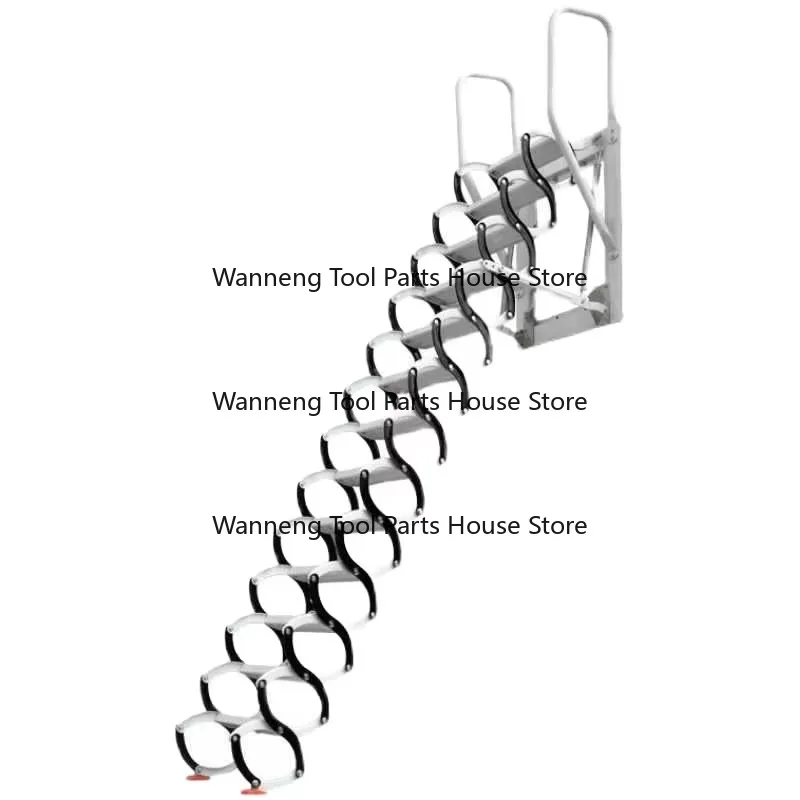 Black Carbon Steel Aluminum Folding Retractable Stairs Durable Multifunctional Thickened Invisible for Indoor Home Industrial Us