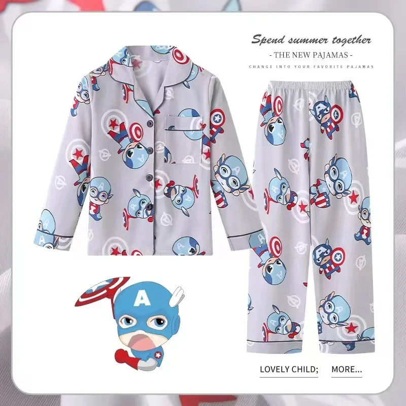 Kid Pajamas Set Cartoon Avenger Spiderman Tiger StellaLou Print Baby Boy Girl Long Sleeve Home Sleepwear Children Nightgown Suit