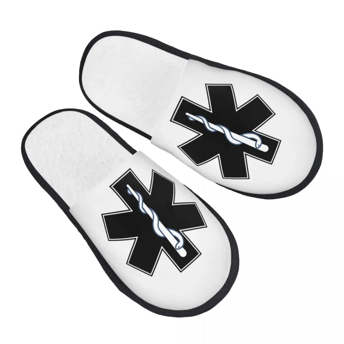 Custom Paramedic Star Of Life Soft Memory Foam House Slippers Women Emt Emergency Medical Symbol Comfy Warm Anti-Skid Slipper