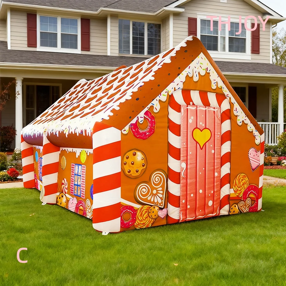 2025 neues aufblasbares Weihnachtsmann-Grotto-Volldruck-aufblasbares Weihnachtshauszelt mit Luftgebläse