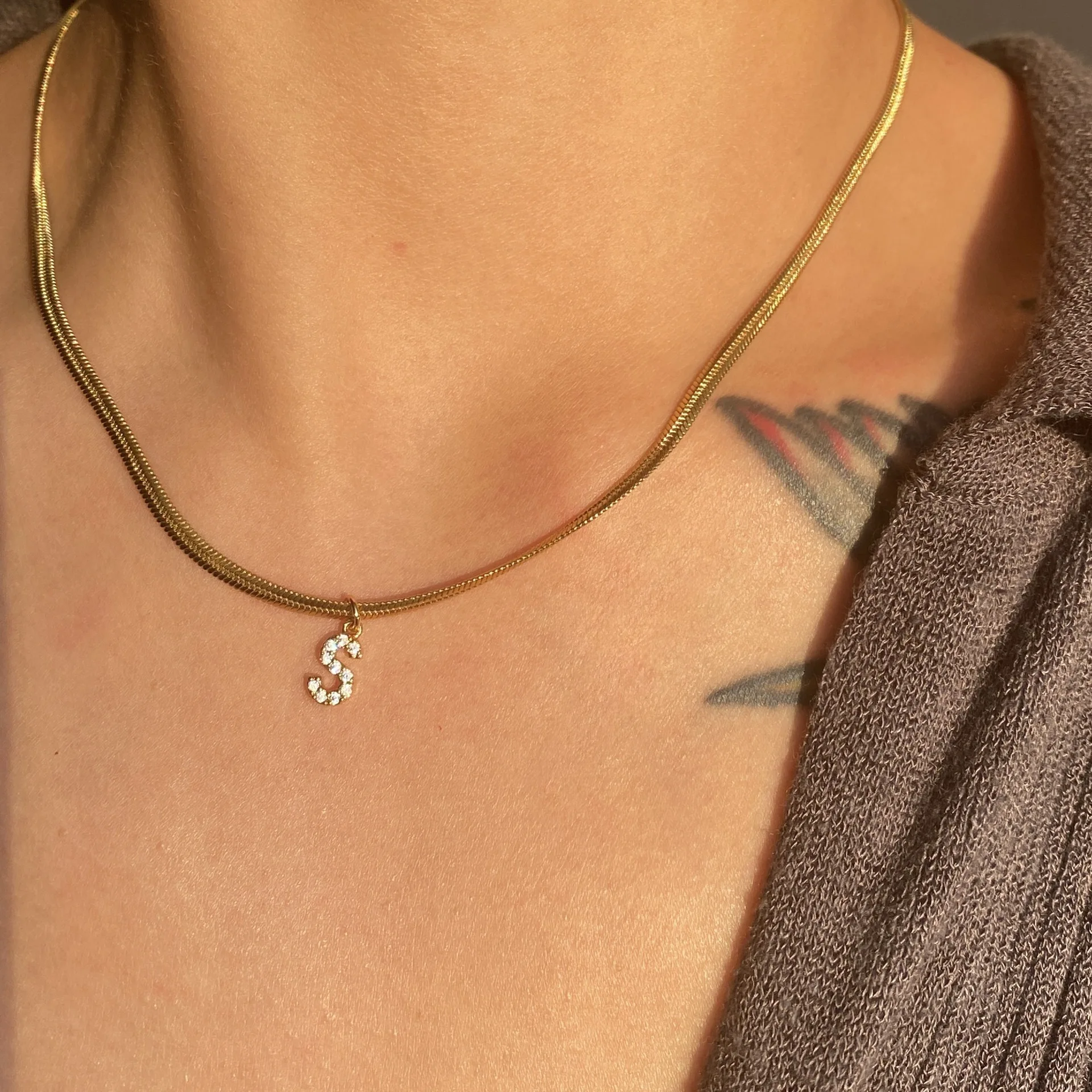 Trendy 26 Initial Letters Cubic Zirconia Pendant Necklaces for Women Gold Plated Chains A-Z Charm Name Personalized Neck Jewelry