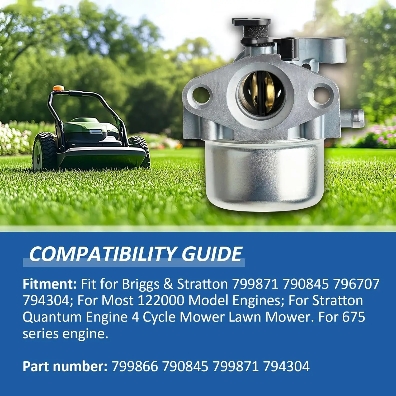 Carburetor For Briggs Stratton 6.75HP 190cc Craftsman Troy-Bilt Toro Lawn Mower Replace 799866 790845 799871 794304