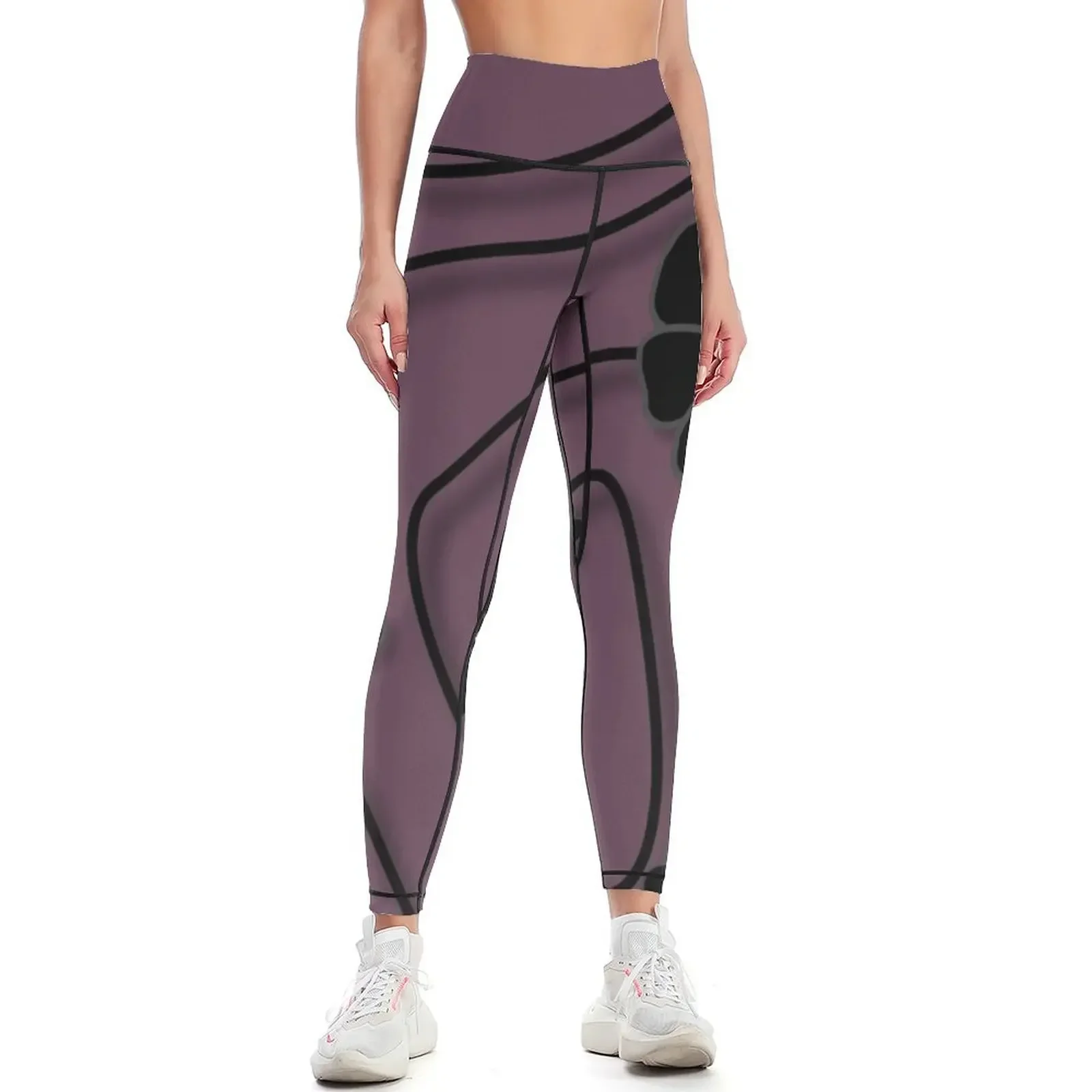

Striking stained glass inspired aubergine and black floral pattern - Caroline Laursen Original Leggings