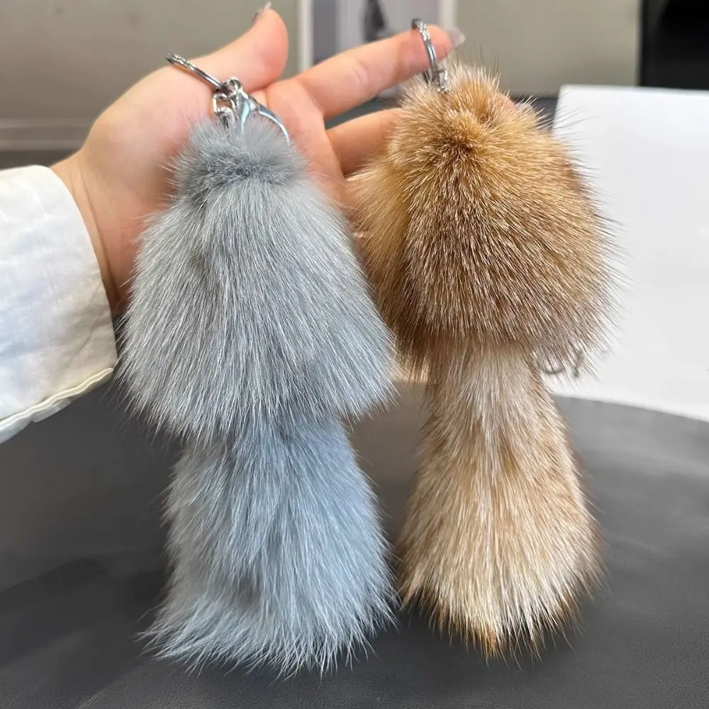 Car Keychain Fur Tails Fur Pendant Hanging Ornament Animals Tail Keychain Long Hair DIY Bag Charms Jewelry Gifts