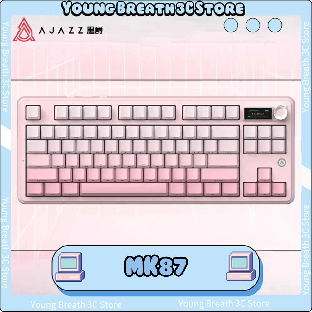 

AJAZZ MK87 Mechanical Keyboard Three Mode RGB Wireless Gaming Keyboard Hot Swap Gasket 10000mAh PBT PC Gamer Accessories Gifts