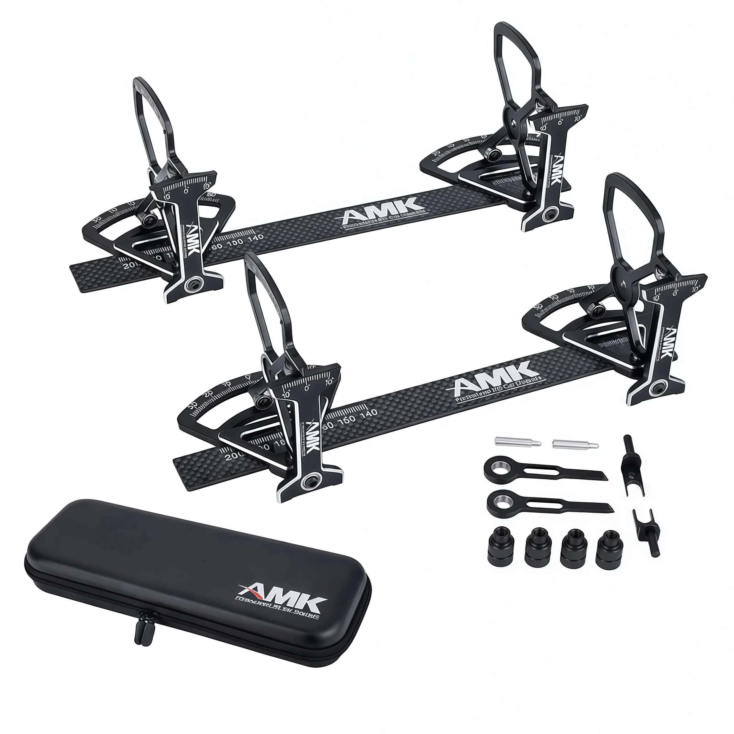 AMK 4D RC Car Chassis Setup System for 1/10 Touring Cars, Camber Toe Caster Steering Angle Tool with Storage Case