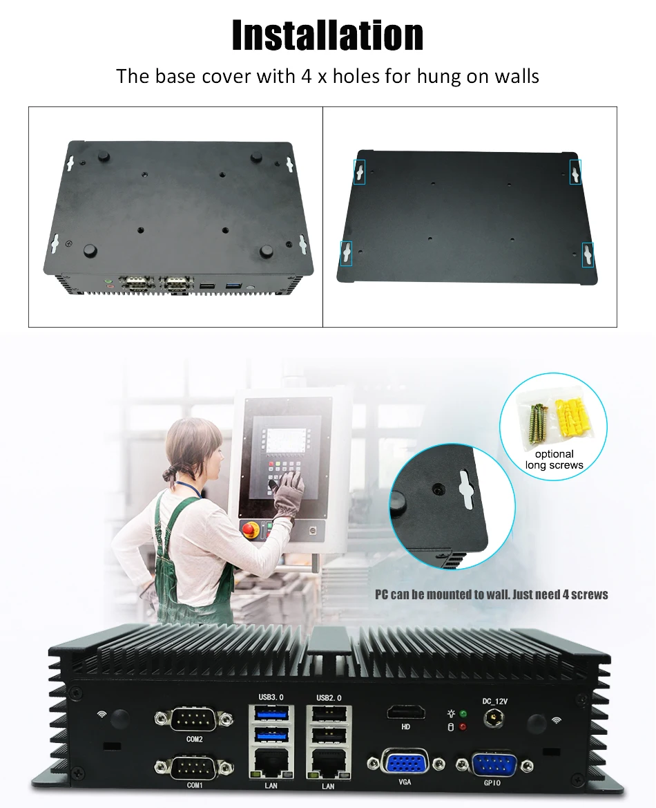 كمبيوتر صناعي صغير مدمج Core i7 4578U i5 4278U 6xSerial COM GPIO Win10 مكتب سطح المكتب بدون مروحة تعليم الكمبيوتر/الأعمال