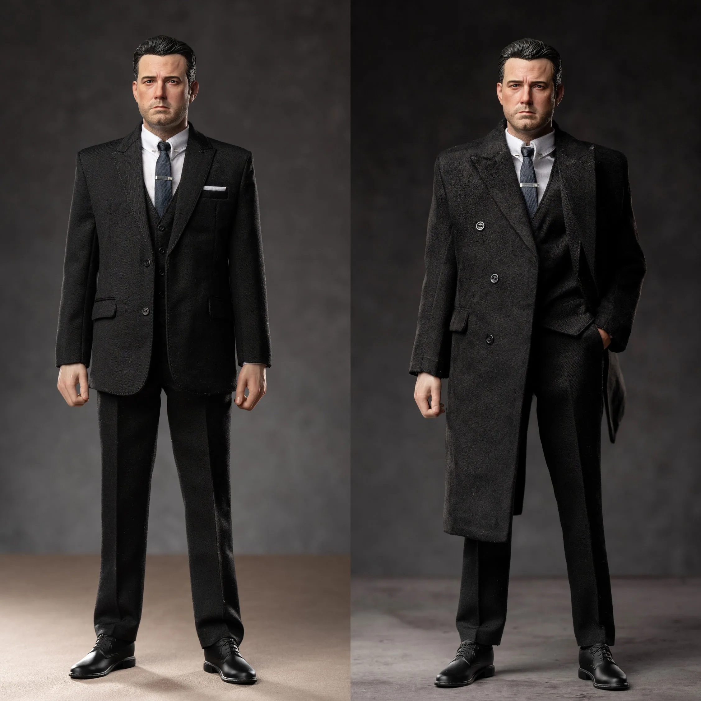 TOPO TP006 1/6 Mr. Rich Ben Affleck Black Coat Western-style Suit Set Clothes Model Fit 12'' Male Soldier Action Figure Body