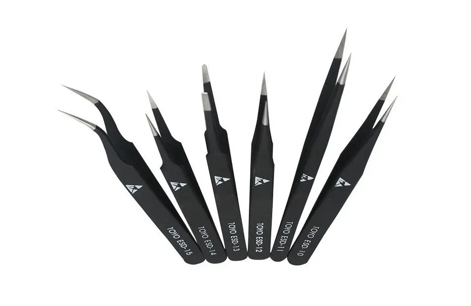 Tweezers Set Good Quality TOYO Anti-static ESD 10-15 For Soldering Rework 6pcs/lot