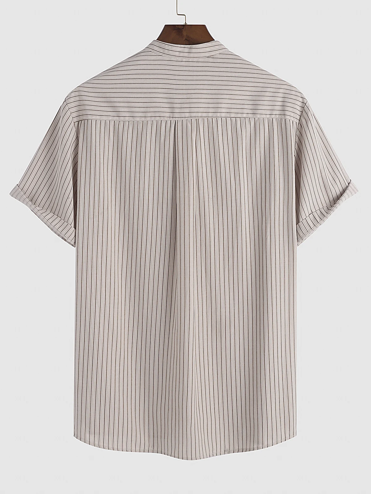 ZAFUL Stand Collar Striped Short Sleeves Shirt