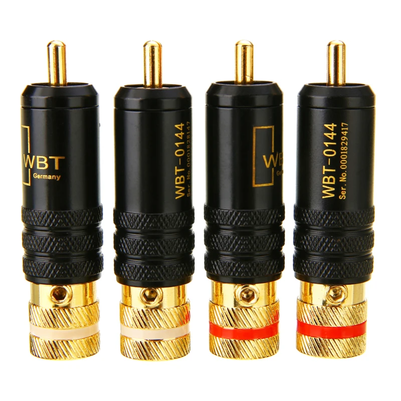 4Pcs Gold Plated RCA Plug Soldering HiFi Audio Audio Video Adapter DIY Signal Line Connector