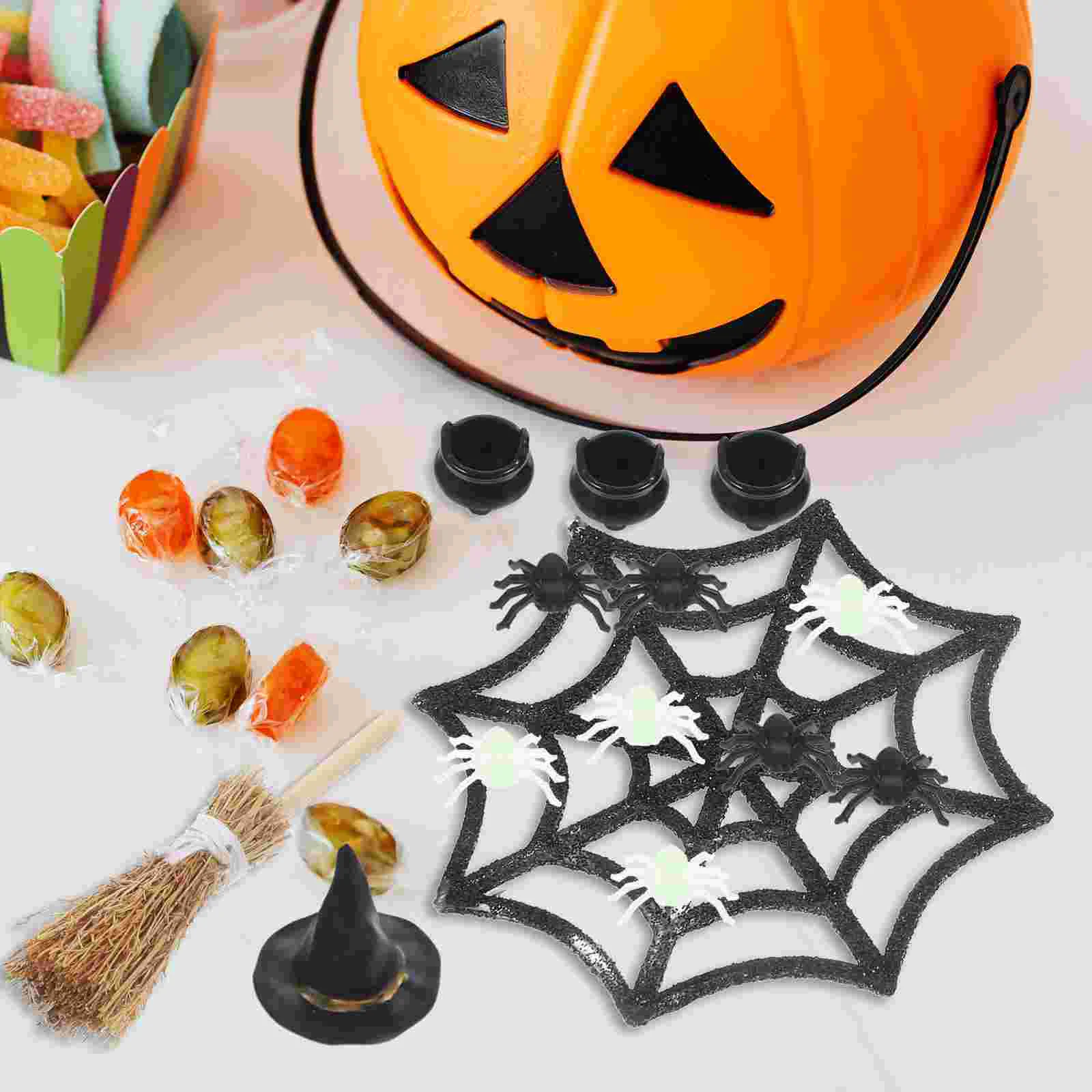 Halloween Home Decor Miniature Kit Tiny Toys Fairy Figurines Miniatures Village Skulls House Accessories Witch Hat