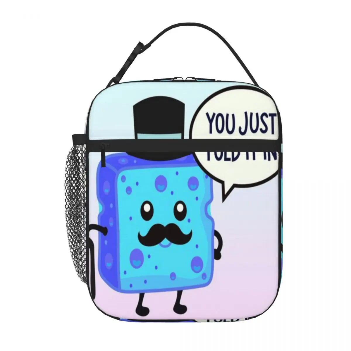 Hot Sale Mustache Blue Cheese You Just Fold It In! Stylish Outline Food Tote Bag Diet Meal Packing Commuter Lunch Bag