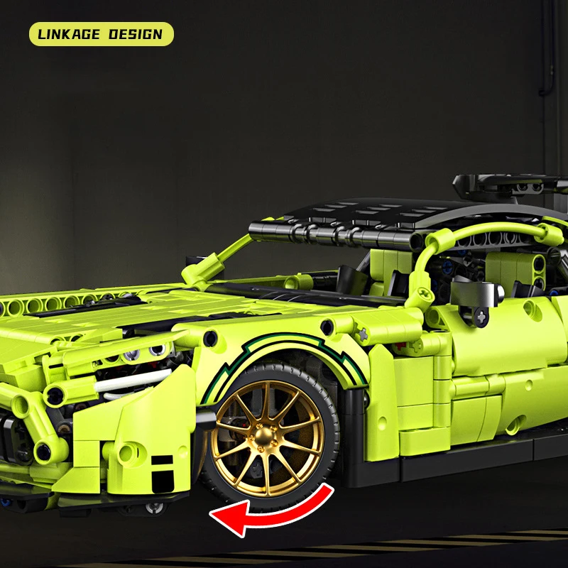 1466PCS Technical Green AMG GT 50 Sports Car Building Blocks Racing Vehicle Bricks Plating Wheel Hub Toys Gifts For Boys Kids