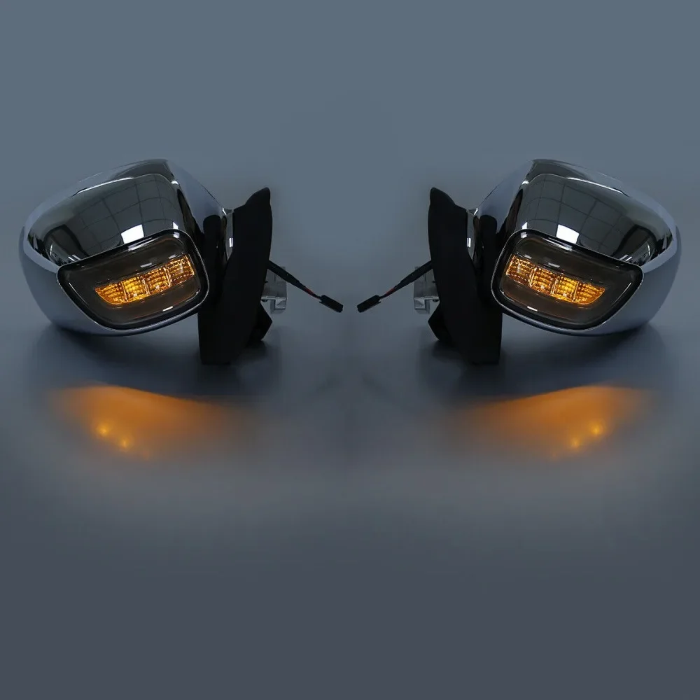 Chrome Rearview Mirrors LED Turn Signals fit For Honda Goldwing GL1800 2001-2017