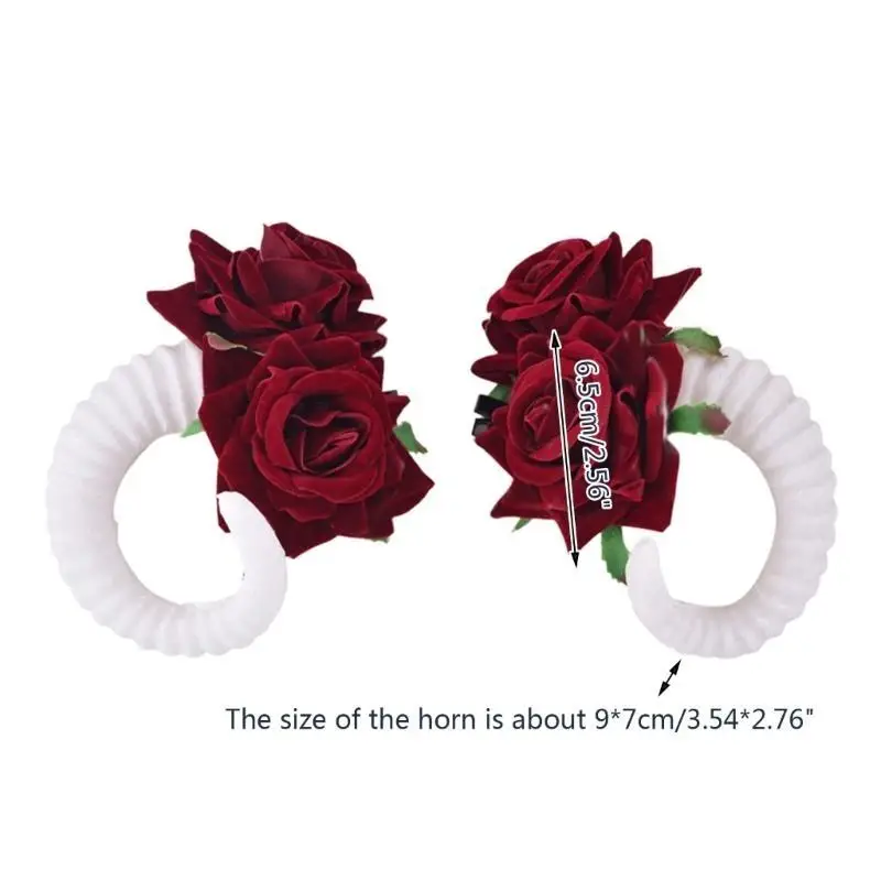 652F Gothic Hair Clip Cosplay Sheep Horn For Headwear Horn Hair Clip Accessories Comic Exhibition Appliques Photography Prop