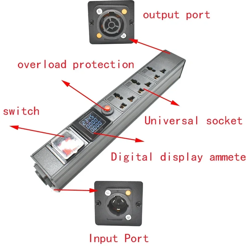 PDU Stekkerdoos NAC3FX-W NAC3MPX luchtvaartpoort 2-9 10A Universele aansluiting Luchtvaart Waterdichte Powercon LED Groot Scherm Stekker