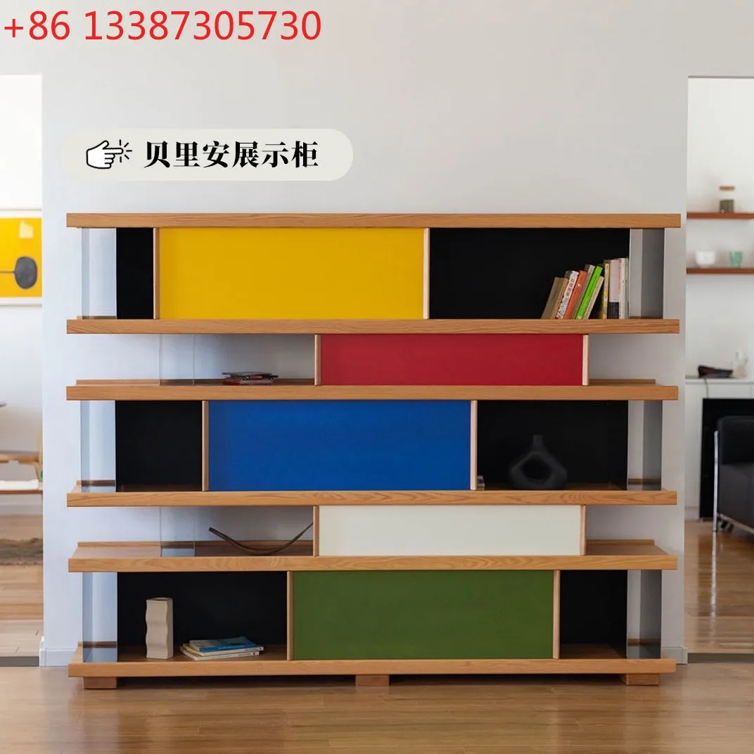 

Nordic Bauhaus solid wood stainless steel storage rack side cabinet