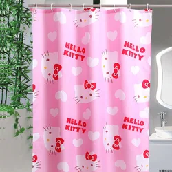 Cortinas de ducha Kawaii Sanrio Hellokitty, cortina de baño impermeable, decoración de baño, impresión 3D, sin perforación, decoración del hogar